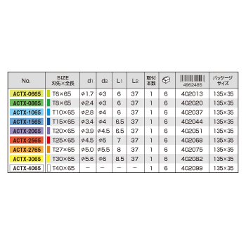ACTX-0665 ヘクスローブカラービット 1本組 T6×65