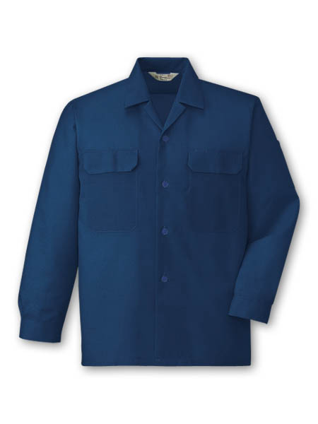 【JICHODO】 2155 エコ製品制電長袖オープンシャツ [春夏]