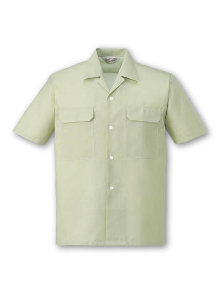 【JICHODO】 2156 エコ製品制電半袖オープンシャツ [春夏]