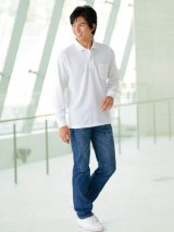 【JICHODO】 85244 エコ製品制電長袖ポロシャツ [春夏]