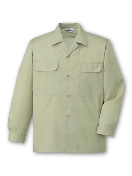 【JICHODO】 6055 エコ製品制電長袖オープンシャツ [春夏]