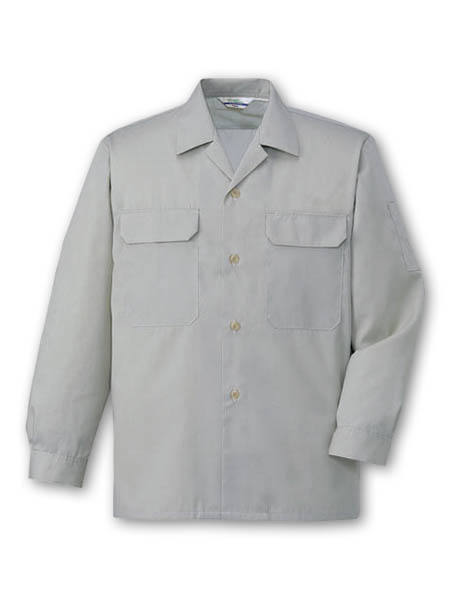 【JICHODO】 6055 エコ製品制電長袖オープンシャツ [春夏]