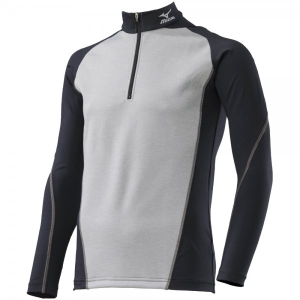 防風ストレッチハイネックハーフジップシャツ長袖