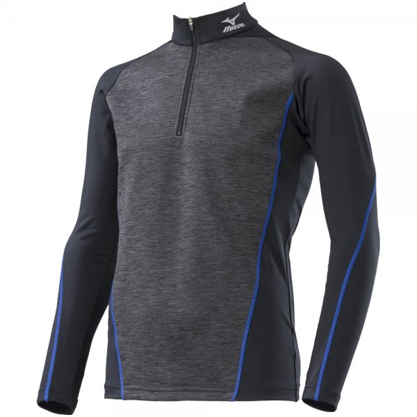 防風ストレッチハイネックハーフジップシャツ長袖