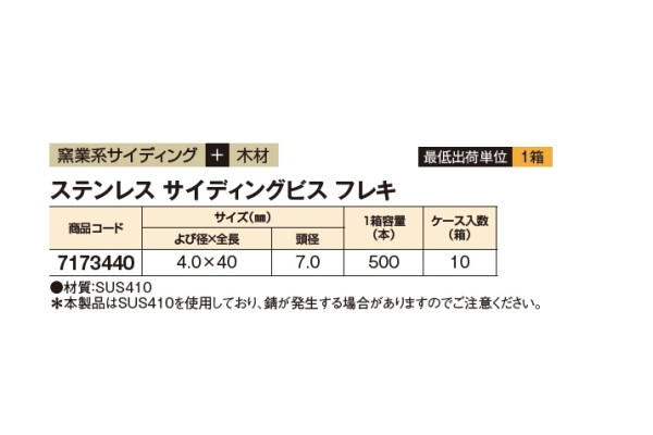 ステンレス サイディングビス フレキ