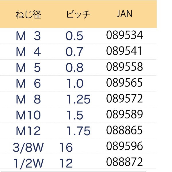 六角軸スパイラルタップ