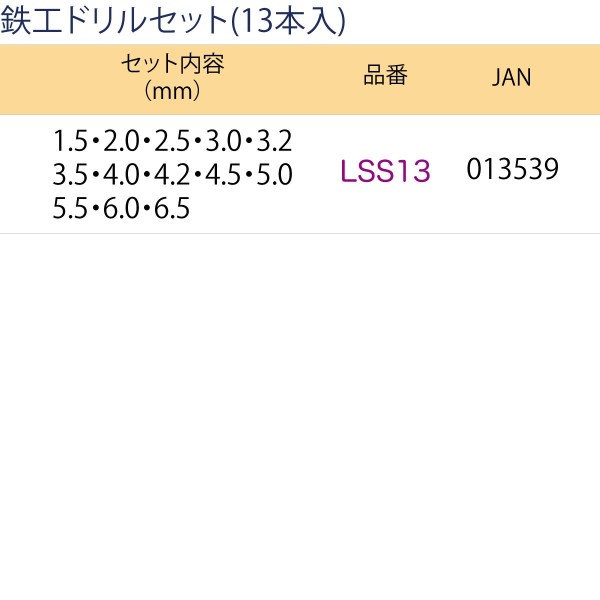 鉄工ドリルセット（13本入）